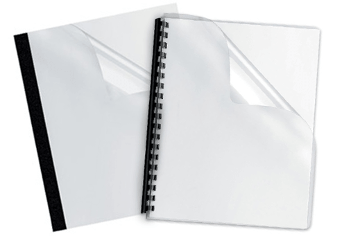 Clear binding covers for reports and presentation.