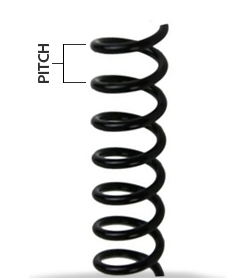 A black spiral binding coil showing the pitch