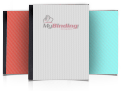 Clear, red, and aqua blue stripe embossed poly binding covers.
